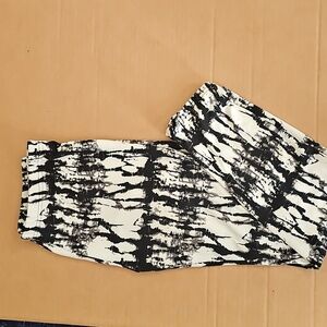 RIV Vintage 90's Y2K Pull on Marbled Tye Die Leggings Black White Large.